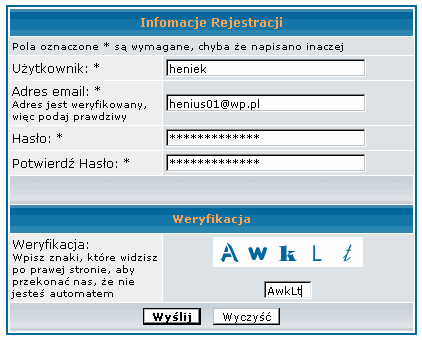 Rejestracja na serwerze/forum chrome.pl