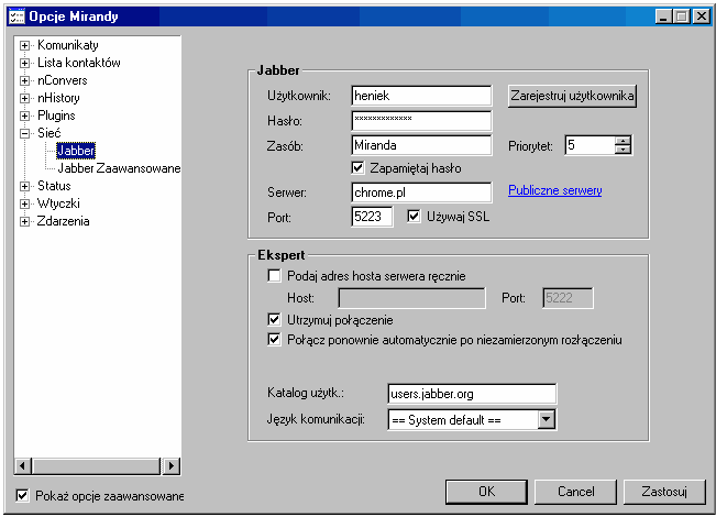 Konfiguracja wtyczki dla serwera chrome.pl