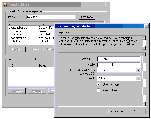 Rejestracja Transportu GG